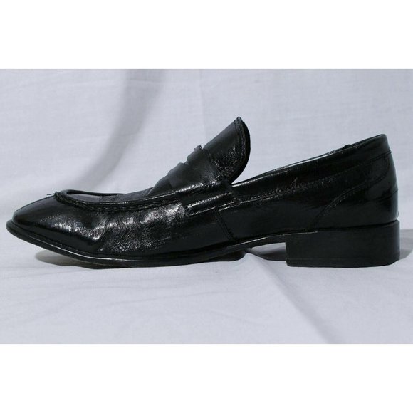 Paolo Iantorno Men\'s Black Eel Skin Penny Loafer 9